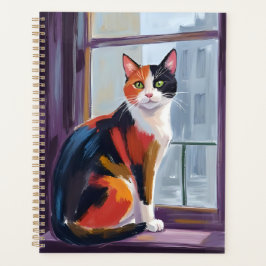 Agenda Gato Calico | Mascota de Ventana en Acuarela