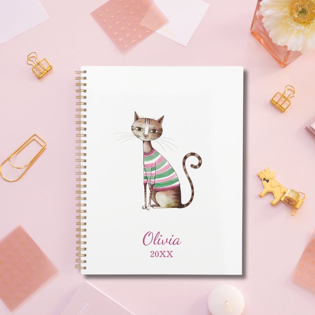 Agenda Gato caprichoso mamá Cute Watercolor personalizado (Subido por el creador)