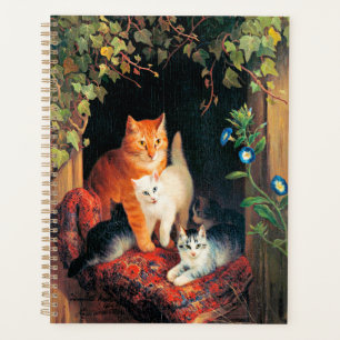 Agenda Gato con gatitos, pintura artística fina,