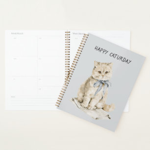 Agenda Gato Crema Lazo Azul Caturday