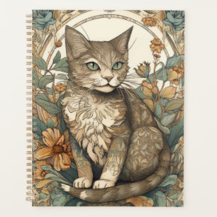 Agenda Gato de Bonito de estilo Art Nouveau con flores