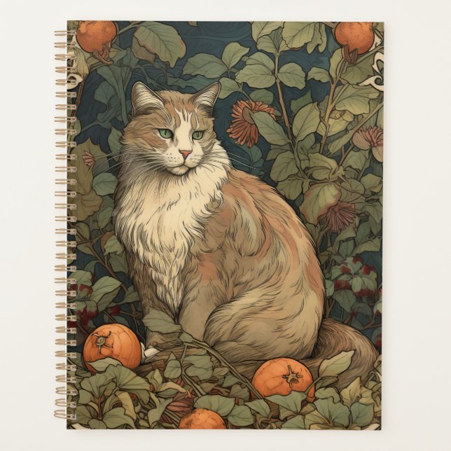 Agenda Gato de estilo Art Nouveau con plantas (Anverso)