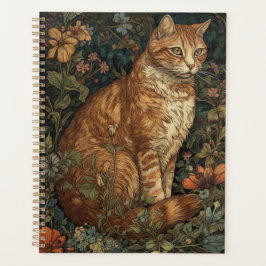 Agenda Gato de estilo Art Nouveau en un jardín