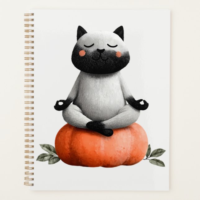 Agenda Gato de Halloween en diseño de calabaza (Anverso)