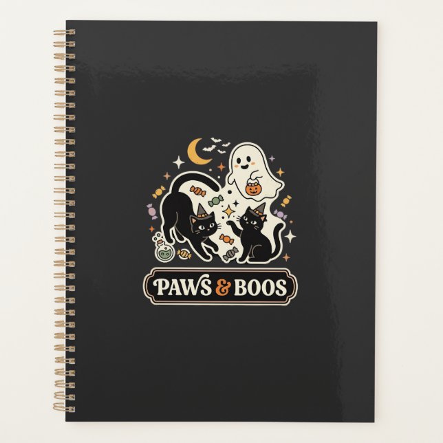 Agenda Gato de Halloween Fantasma Magia (Anverso)