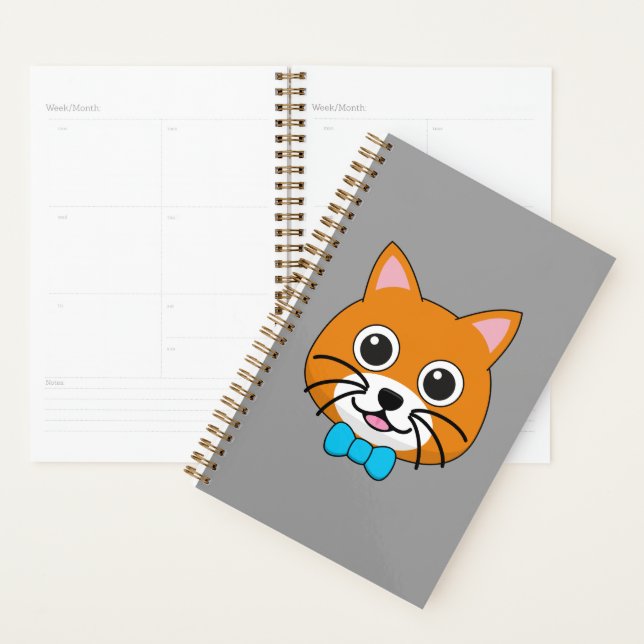 Agenda Gato de jengibre feliz lindo con papillón (Demostración)