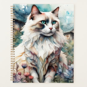 Agenda Gato de Ragdoll en un jardín inglés