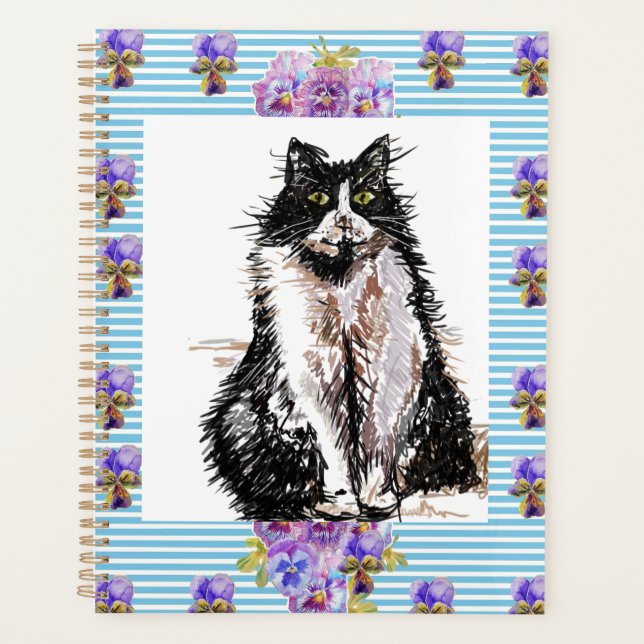 Agenda Gato de Tuxedo Chicas de gatos negros y blancos Fl (Anverso)