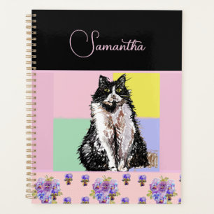 Agenda Gato de Tuxedo Gatos Pastel Personalizable Chicas