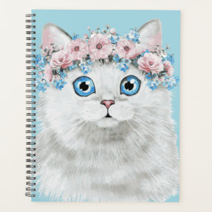 Agenda Gato dulce blanco floral