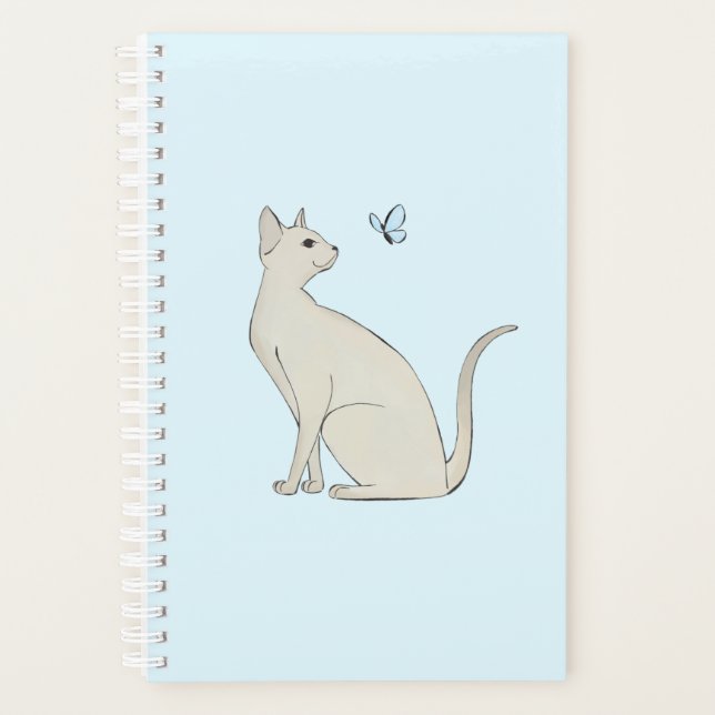 Agenda Gato elegante con mariposa (Anverso)