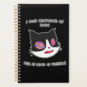 Agenda Gato estilo anime con ojos locos y texto