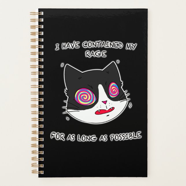 Agenda Gato estilo anime con ojos locos y texto (Anverso)