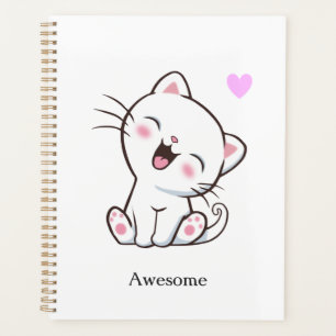 Agenda Gato gatito lindo impresionante en blanco