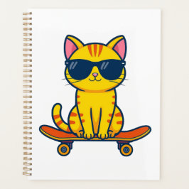 Agenda Gato genial de monopatín con gafas de sol Cartoon