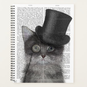 Agenda Gato gris con sombrero superior