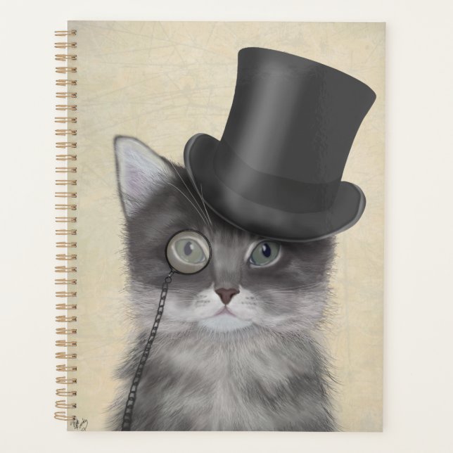 Agenda Gato gris con sombrero superior (Anverso)