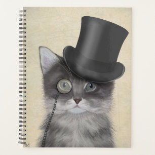 Agenda Gato gris con sombrero superior