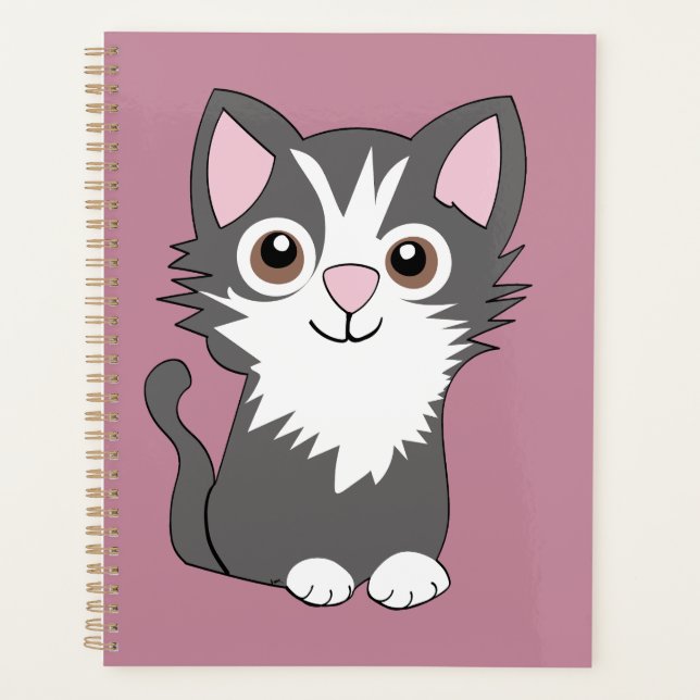 Agenda Gato gris y blanco (Anverso)