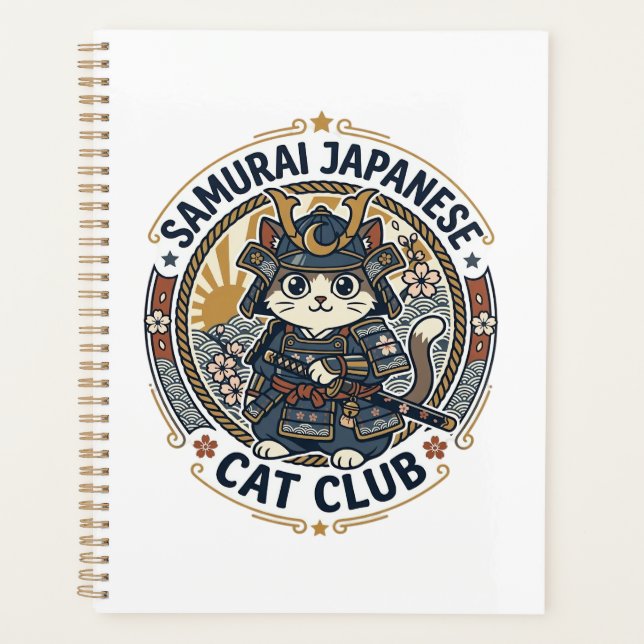 Agenda Gato Japonés Samurái Arte Vectorial POD - Samurái  (Anverso)