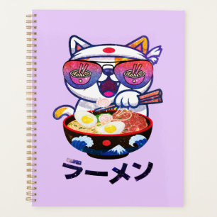 Agenda Gato Kawaii comiendo Ramen - Aburridos fideos japo