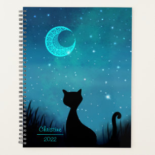 Agenda gato negro Cielo estrellado nombre y año