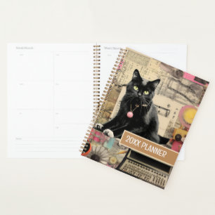 Agenda Gato negro con collage de garras blancas