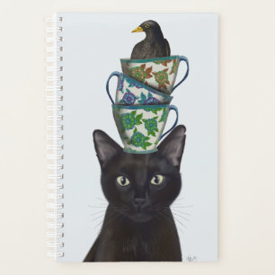 Agenda Gato negro con tatuajes y pájaro negro