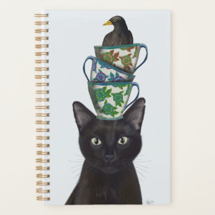 Agenda Gato negro con tatuajes y pájaro negro