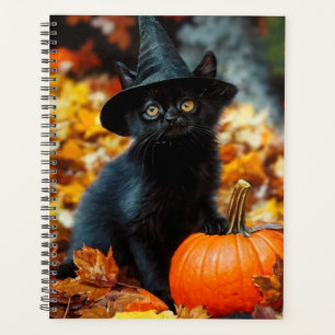 Agenda Gato negro de Halloween y calabaza