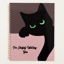 Gato negro divertido asomándose personalizado esté