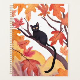 Agenda Gato Negro en un Árbol | Otoño Espeluznante y Lind