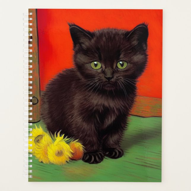 Agenda Gato negro estilo Van Gogh (Anverso)