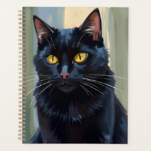 Agenda Gato Negro Gatito Bonito Acuarela