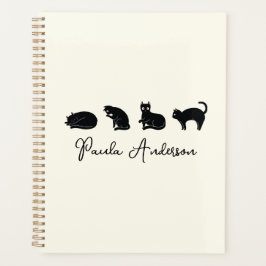 Agenda Gato negro gracioso personalizable