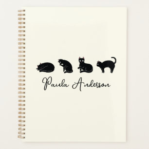 Agenda Gato negro gracioso personalizable