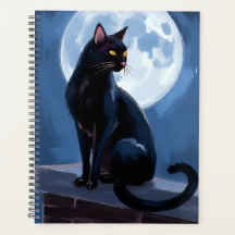 Gato Negro | Pintura de Mascota de Luna Llena