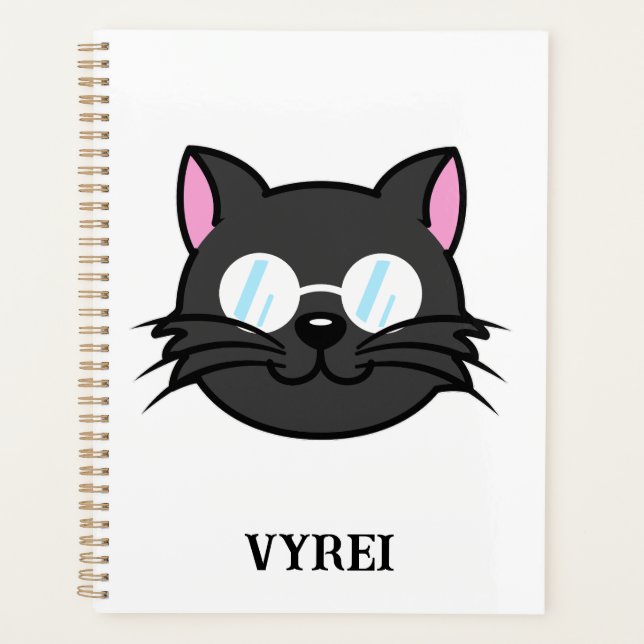 Agenda Gato oscuro Gato negro Gato Gris vestido con lente (Anverso)