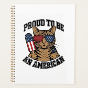 Agenda Gato Patriótico Orgulloso de Ser Americano Vintage