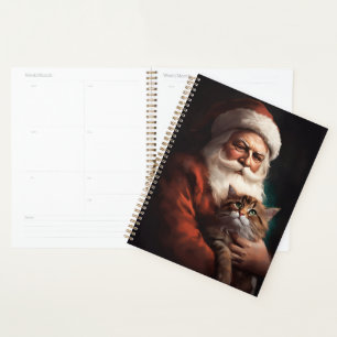 Agenda Gato Persa con Papá Noel Navideño Festivo