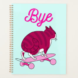Agenda Gato Rosa De Patinaje Con Texto Gracioso