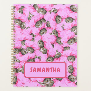 Agenda Gato rosa divertido personalizado