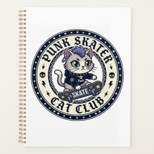 Agenda Gato Skater Punk Diseño Divertido Amante de los Ga