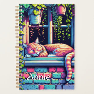 Agenda Gato somnoliento en ventana Sill Ai Arte Personali