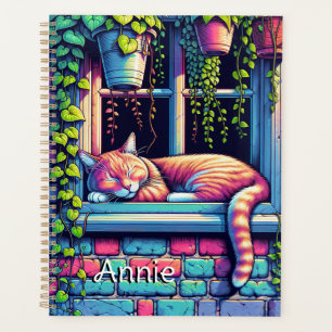 Agenda Gato somnoliento en ventana Sill Ai Arte Personali