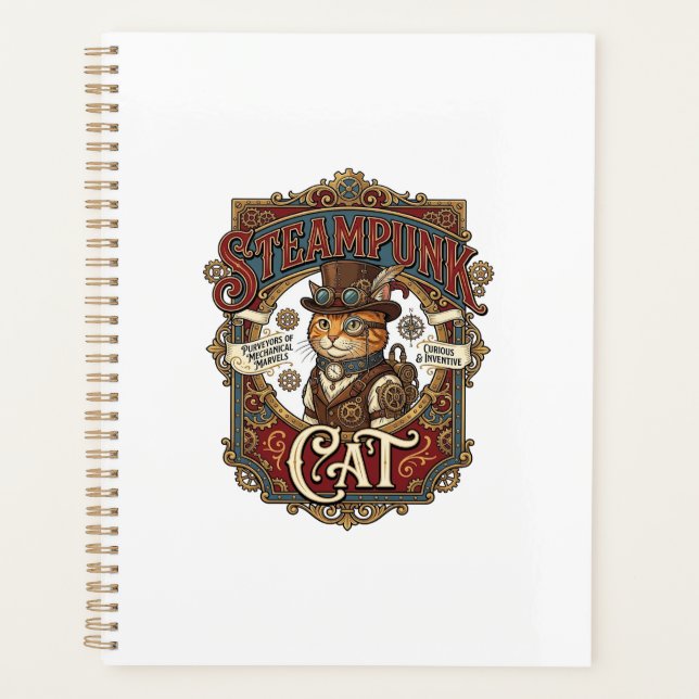 Agenda Gato Steampunk Vintage Steampunk Gato (Anverso)