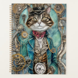 Agenda Gato Tabby Steampunk Antiguo