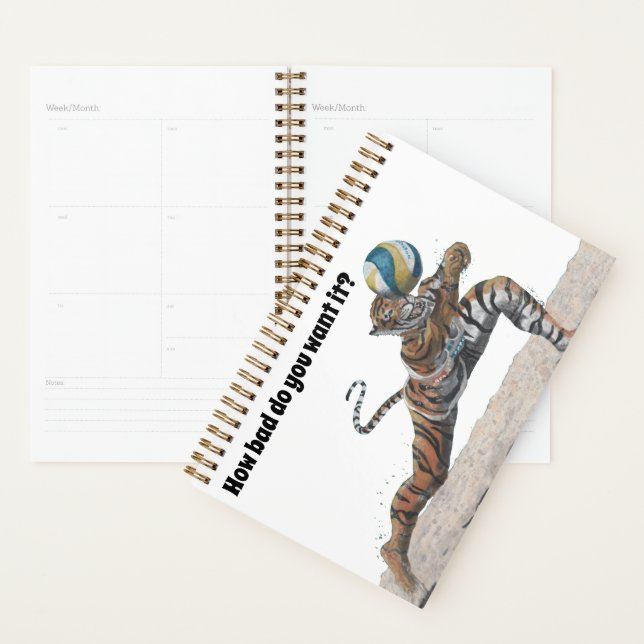 Agenda Gato Warrior Beach Volleyball Art Fantasy Planner (Demostración)