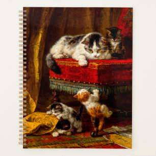 Agenda Gato y gatitos jugando con silla