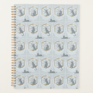 Agenda Gatos Art Deco Elegantes - Gris Claro